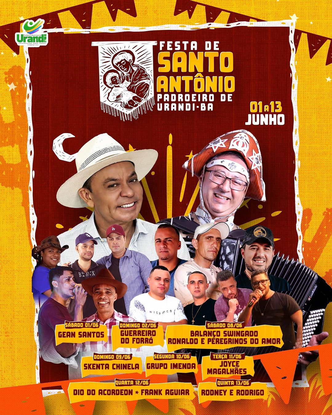 Prefeitura de Urandi anuncia a programação oficial da Festa de Santo Antônio