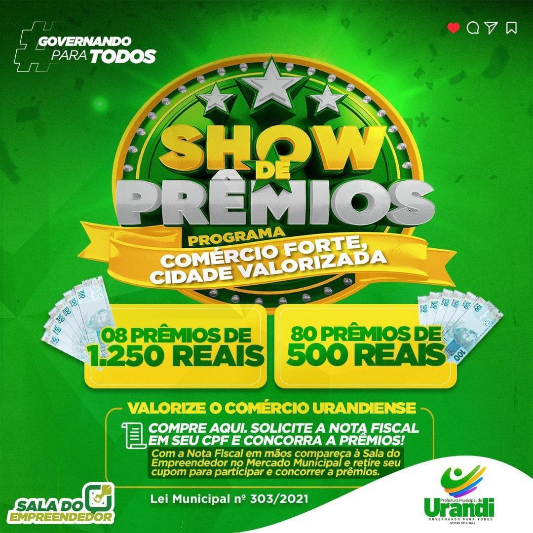 Prefeitura de Urandi realiza primeiro sorteio Programa Comércio Forte, Cidade Valorizada.